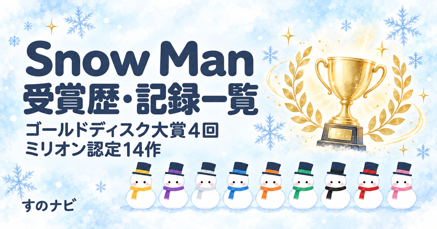 Snow Man 受賞歴・記録一覧 ゴールドディスク大賞4回・ミリオン認定14作